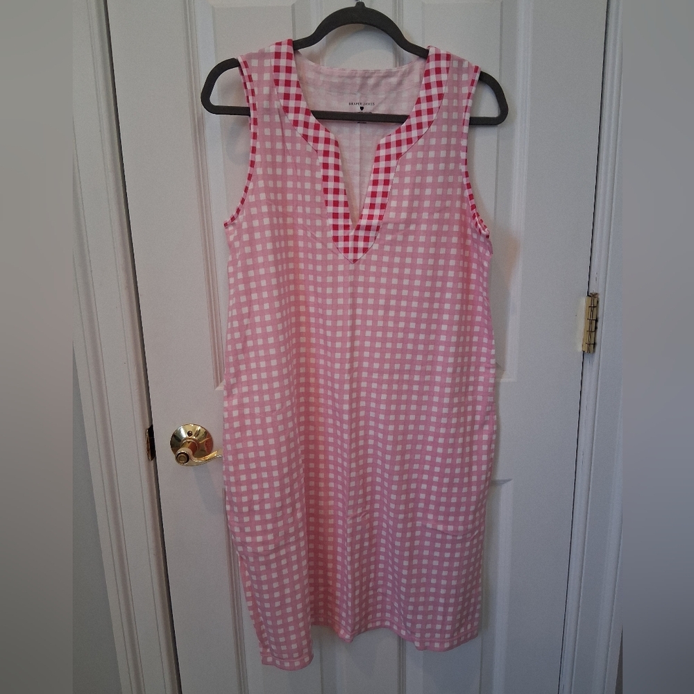 Lands' End Draper James Pink and White Checkered Coverup